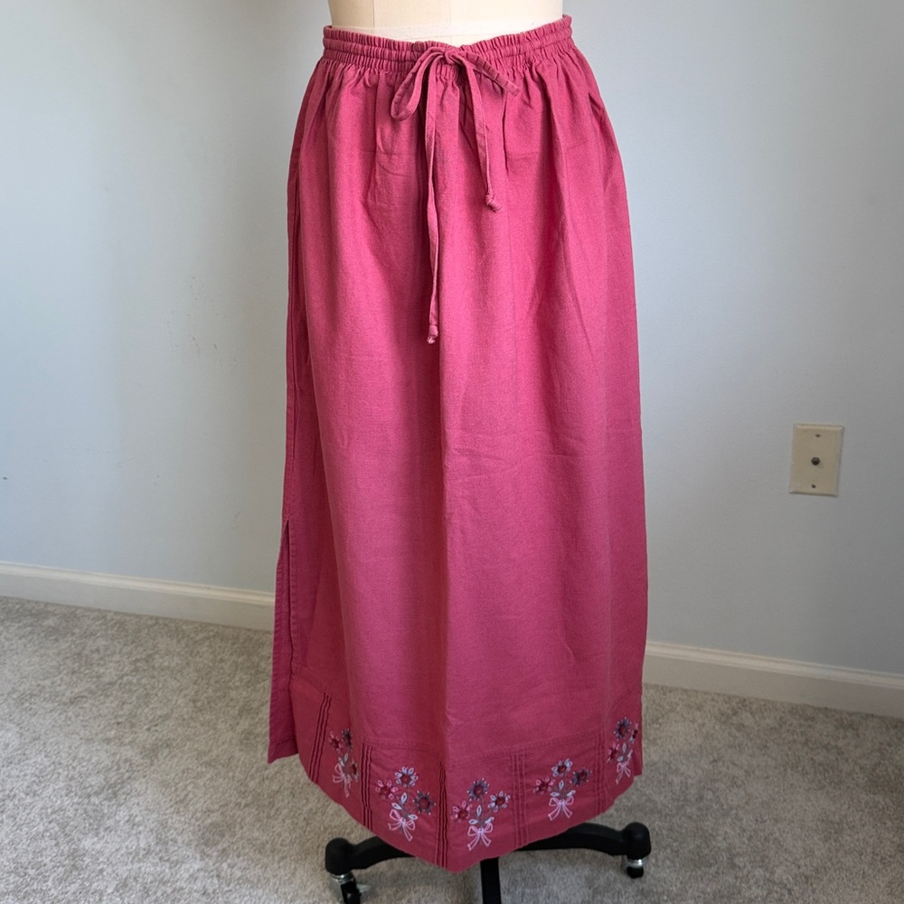 Alfred Dunner Women’s Floral Hem Drawstring Maxi Skirt SZ14